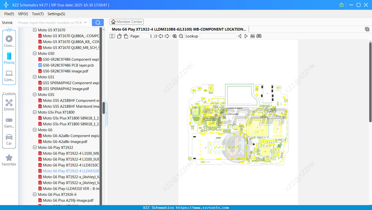 Motorola Moto G6 Play XT1922-4 LLDM310B8-6(L3100) MB-COMPONENT LOCATION